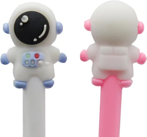 Miniatura 8 de Maydahui 12 bolígrafos de gel Spaceman de dibujos animados de astronautas para parejas, colección espacial conmemorativa, tinta negra para hombres
