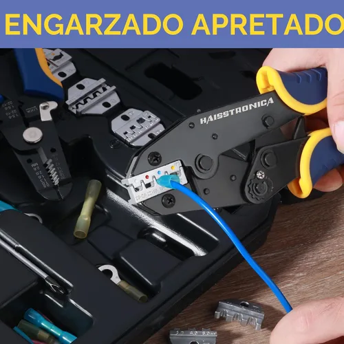 Miniatura 4 de haisstronica Juego de 8 piezas de herramienta de crimpado - Herramienta de crimpado de alambre de carraca para termorretráctiles, nailon aislado,