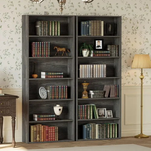 Miniatura 4 de IRONCK Estanterías y Librerías Juego de 2 de Pie 6 Niveles Estantes de Exhibición y Almacenamiento 70 pulgadas de Alto Librería Decoración del Hogar