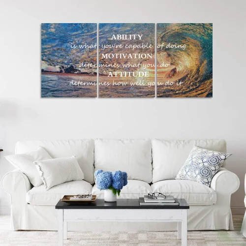 Miniatura 6 de Pósteres inspiradores motivacionales para pared, pintura en lienzo con diseño de salida del sol, mar azul, océano, paisaje natural, decoración