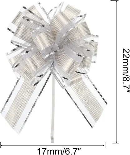 Miniatura 2 de MECCANIXITY 10 lazos grandes de organza de 7 pulgadas para envolver regalos, cintas plateadas para cestas de boda, regalos de fiesta de Navidad
