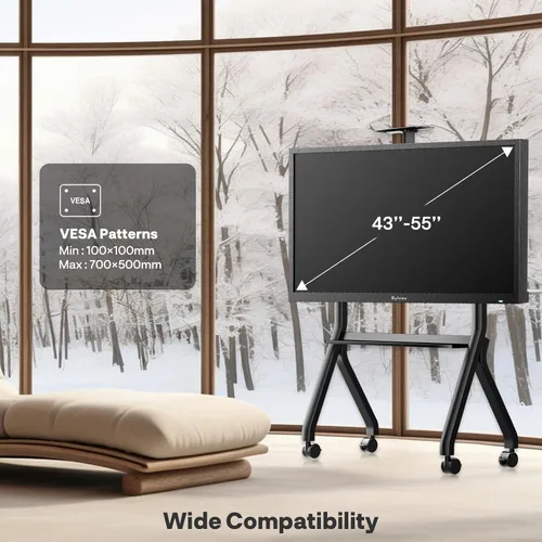 Miniatura 4 de Sylvox Soporte de TV con ruedas para televisores de 43 a 55 pulgadas, soporte de TV móvil de suelo, carga máxima de 88 libras, ruedas de bloqueo