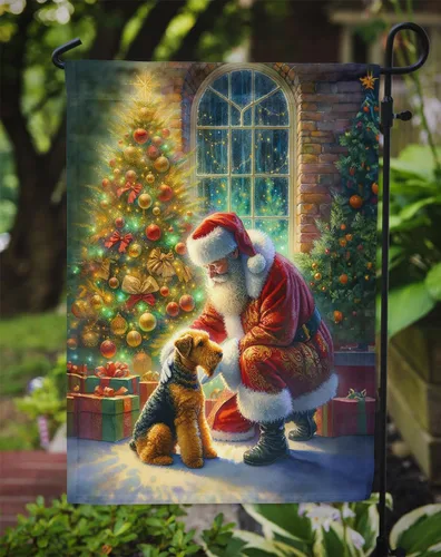 Miniatura 3 de Caroline's Treasures DAC4055GF Bandera de Jardín Airedale Terrier y Papá Noel Bandera de Buzón Bandera Decorativa de Patio Banner Exterior Obra