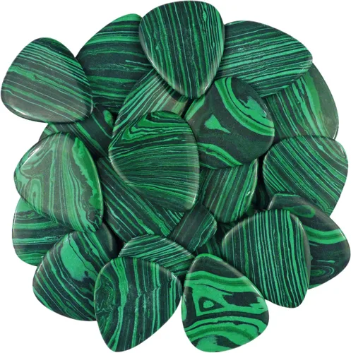 Miniatura 25 de Púa de guitarra o bajo de Obsidiana de Caoba en vidrio volcánico - 3.0 mm de calibre ultra pesado - Forma 351 - Púa exótica artesanal de gema