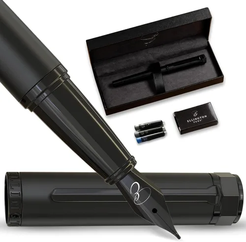 Ellington Pens Juego de pluma estilográfica de lujo, punta fina y suave, incluye 3 cartuchos de tinta, convertidor de tinta recargable, caja de El