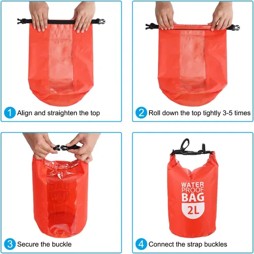 Miniatura 5 de PATIKIL Bolsa seca flotante impermeable, 2 L, bolsa seca flotante para exteriores, mochila con ventana transparente para canotaje, rafting, kayak