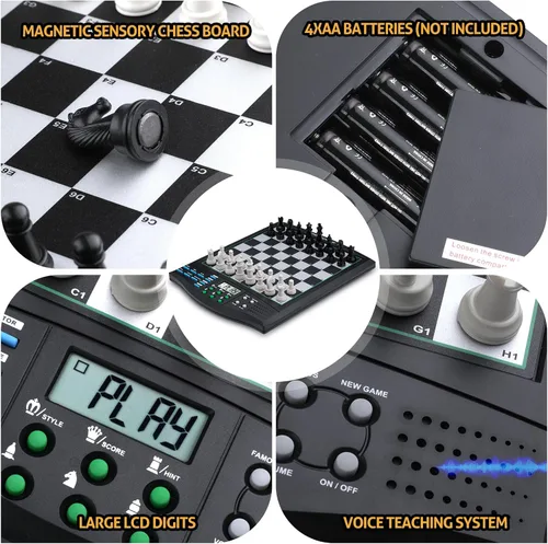 Miniatura 7 de Talking Chess Academy con sistema de enseñanza de voz, juego de ajedrez electrónico con piezas magnéticas fuertes, tablero de ajedrez electrónico