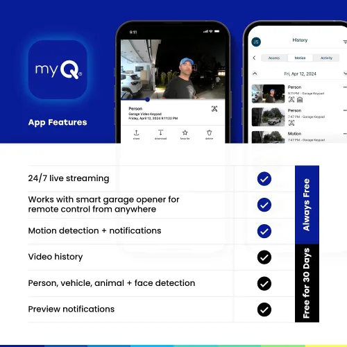 Miniatura 8 de Chamberlain myQ - Cámara de seguridad inteligente para interiores, video HD de 1080p, visión nocturna, detección de movimiento, Wi-Fi, audio