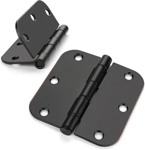 Miniatura 13 de Haidms Paquete de 24 bisagras de puerta color negro mate sin chirridos de 3.5 pulgadas, bisagras de puerta interior redondeadas con pin extraíble