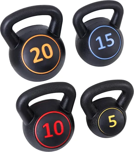 Miniatura 9 de JupiterForce Juego de pesas rusas de agarre ancho, 4 piezas de pesas rusas de entrenamiento de fuerza, juego de pesas de 5 libras, 10 libras, 15