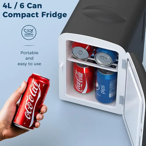 Miniatura 2 de Antarctic Star Refrigerador compacto, mini refrigerador portátil, cuidado de la piel, capacidad de 4 litros/6 latas, para dormitorio, automóvil