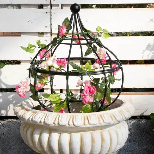 Miniatura 18 de Enrejado de obelisco de jardín para plantas trepadoras, 27.1 x 7.8 pulgadas, diseño de metal duradero, a prueba de óxido, ideal