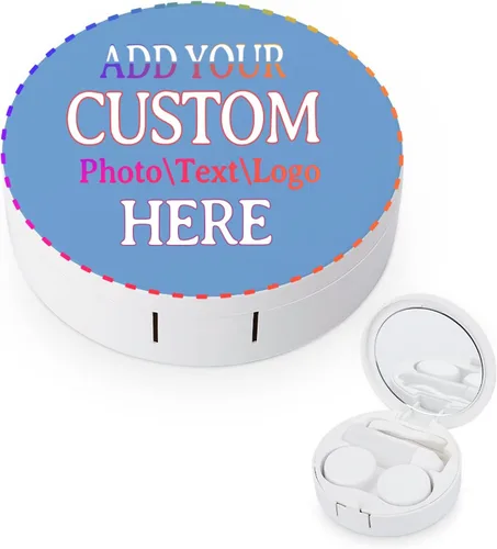 Estuche personalizado para lentes de contacto Kit de viaje personalizado para lentes de contacto, añade tu texto de imagen, caja portátil para