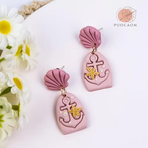 Miniatura 2 de Puocaon Cortadores de arcilla de polímero marino – 9 piezas de conchas marinas, dólar de arena, ancla, formas de delfín coral para joyas de arcilla