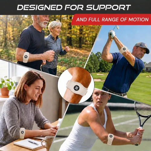 Miniatura 6 de Sleeve Stars - Codera de tenis para hombres y mujeres, codera para tendinitis, codo de tenis, codo de golfista, soporte de contrafuerza para alivio