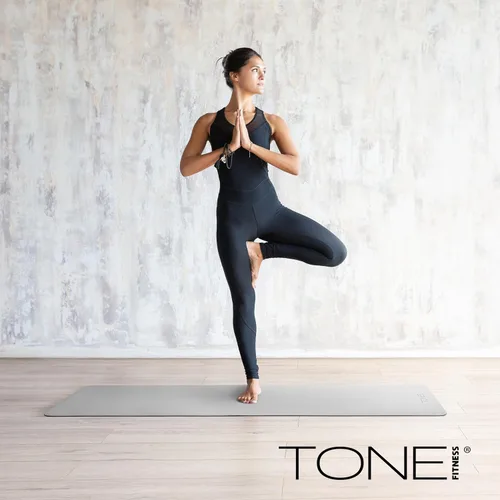 Miniatura 6 de TONE Fitness Esterilla de yoga antideslizante de 1/4 pulgadas de grosor para ejercicios y pilates para entrenamientos en casa con correa