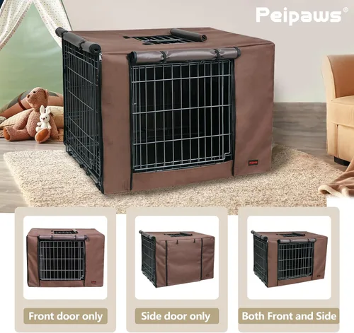 Miniatura 3 de Funda para jaula de perro de 30 pulgadas, funda impermeable para perrera de tres puertas, fundas de tela Oxford 600D con una boquilla para botella