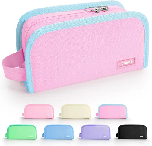 Miniatura 7 de Sooez - Estuche para lápices con apertura amplia, estuche organizador de gran capacidad para artículos de papelería, bolsa estética para lápices