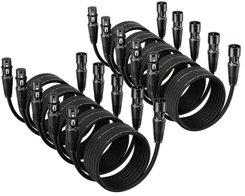 Miniatura 9 de XLR Cables 3 pies 4 paquetes – Cable de micrófono macho a hembra con 3 pines equilibrados XLR cables de altavoz XLR cable de micrófono
