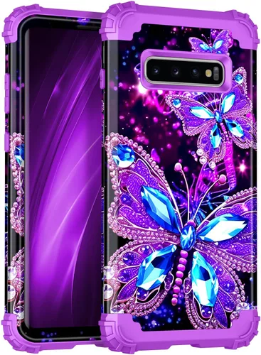 Miniatura 19 de Miqala Funda para Galaxy S9, brilla en la oscuridad, tres capas, resistente, a prueba de golpes, protección de cuerpo completo, parachoques