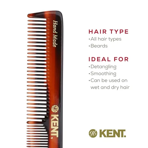 Miniatura 6 de Kent 2T - Peine de dientes finos y anchos para hombres, peine pequeño para barba y bigote, peinado diario y peinetas de aseo para hombre, corte