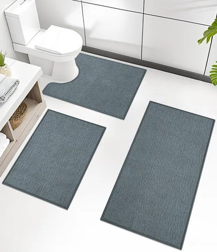 Miniatura 23 de Chakme Juego de 2 alfombras de baño ultrafinas, absorbentes, antideslizantes, lavables a máquina, color negro, 17 x 24 pulgadas / 17 x 30 pulgadas