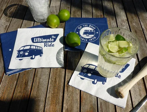 Miniatura 6 de BRISA VW Collection - Volkswagen Napkins - Pañuelos de papel de mesa con motivo de autocaravana VW T1 (El Ultimate Ride/Blanco/3 capas)