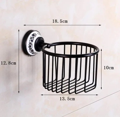 Toalleros, estante de baño, cesta de papel higiénico, cesta de papel para colgar en la pared, cesta de almacenamiento de cobre negro para uso