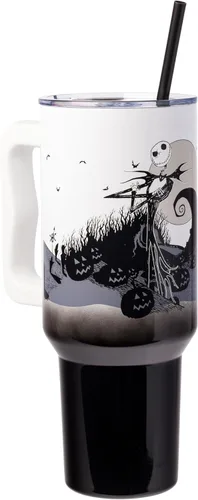 Miniatura 26 de Silver Buffalo Disney Lilo and Stitch Aloha - Vaso de acero inoxidable de doble pared con asa y pajilla, se adapta al portavasos estándar, 40 onzas