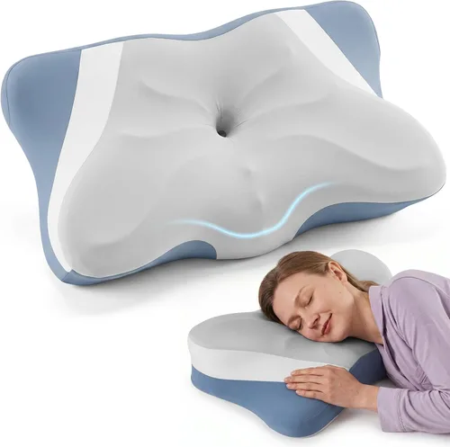 Miniatura 18 de Sweetcrispy Almohada cervical para cuello y hombro, almohadas ergonómicas de espuma viscoelástica, contorno lateral para adultos, soporte ortopédico