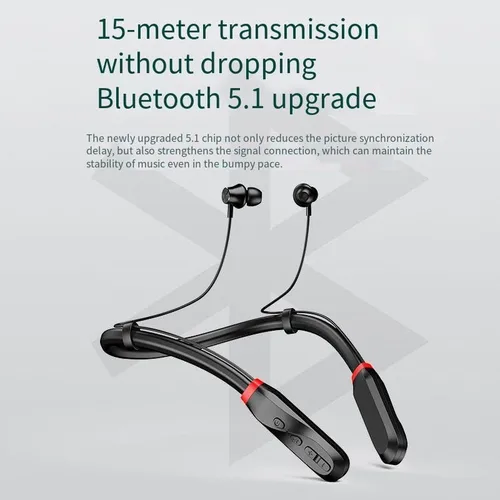 Miniatura 5 de Neckband - Auriculares Bluetooth inalámbricos deportivos alrededor del cuello, sonido estéreo de alta fidelidad de 360°, 100 horas de reproducción