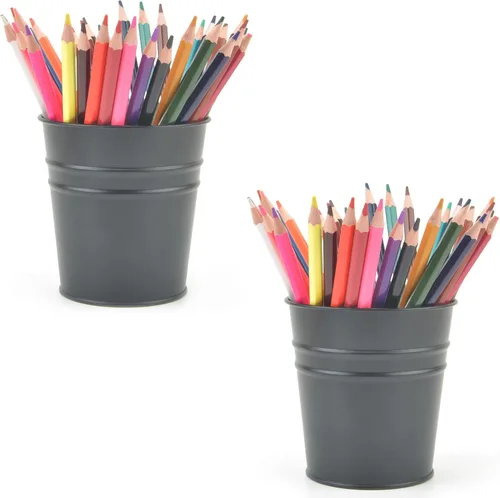 Soporte para bolígrafo para escritorio, soporte para lápices, organizador de bolígrafos de metal, almacenamiento de maceta pequeña de hojalata,