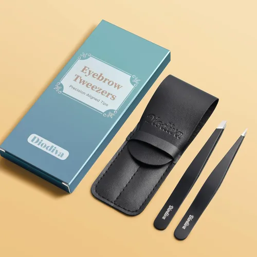 Miniatura 6 de Juego de 2 pinzas para cejas, vello facial, eliminación de vello encarnado, juego de pinzas con punta inclinada y puntiaguda para mujeres y hombres