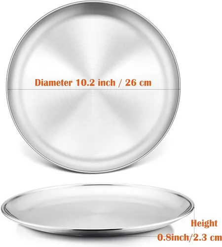 Miniatura 3 de P&P CHEF Juego de 2 moldes para pizza, bandeja de pizza de acero inoxidable, plato redondo para pizza de pastel, galletas, pasteles, no tóxicos