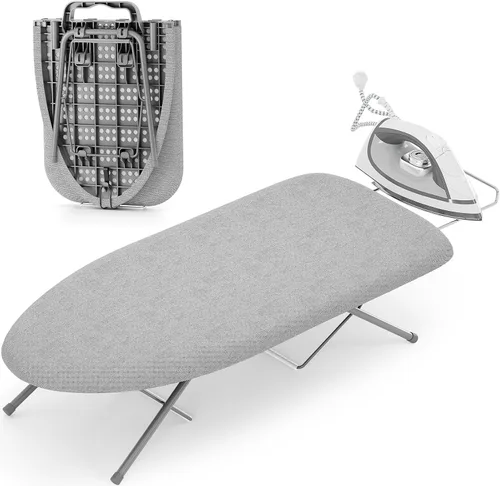 Miniatura 9 de KINGBOARD Tabla de planchar de mesa, tabla de planchar pequeña con soporte para planchar, tabla de planchar plegable, cubierta extragruesa, tabla