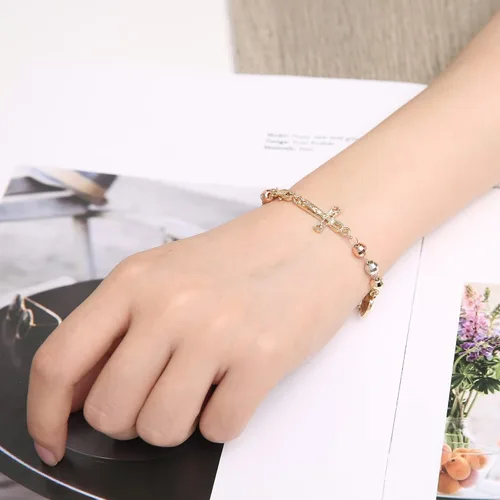 Miniatura 11 de HZMAN Pulsera de cruz con cuentas de rosario virgen de Guadalupe ajustable para mujer, regalo de joyería