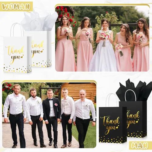 Miniatura 7 de Tinlade 30 bolsas de regalo de agradecimiento con papel de seda dorado con asa para graduación, negocios, compras, boda, ducha, regalos de fiesta