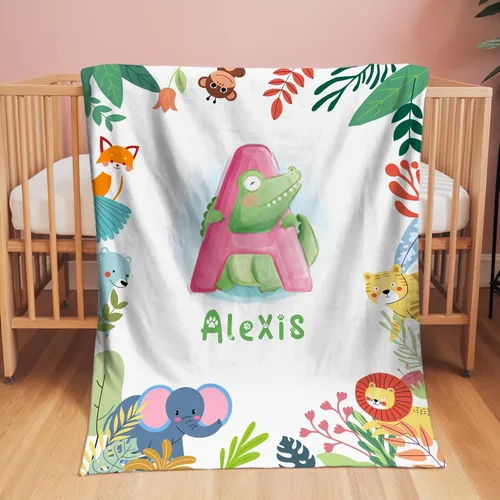 Miniatura 2 de Manta de bebé personalizada con nombre, manta de nombre personalizado para niños, mantas de franela suave en Pascua, regalos personalizados de bebé