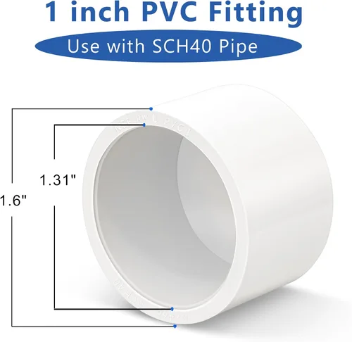 Miniatura 2 de Tapa de extremo de PVC de 1 pulgada, paquete de 10 conectores de codo de tubería, accesorios de tubería de PVC SCH40 de grado para muebles