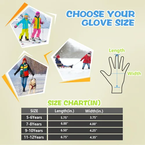 Miniatura 5 de ihuan Guantes de esquí impermeables de invierno para niños, para snowboard, pantalla táctil, guantes de ciclismo para niños y niñas como relleno