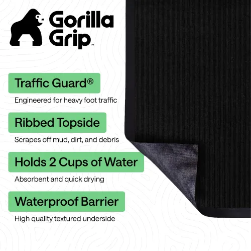 Miniatura 2 de GORILLA GRIP Tapete impermeable para puerta de protección de tráfico, tapetes de entrada resistentes, respaldo fuerte, alfombras comerciales