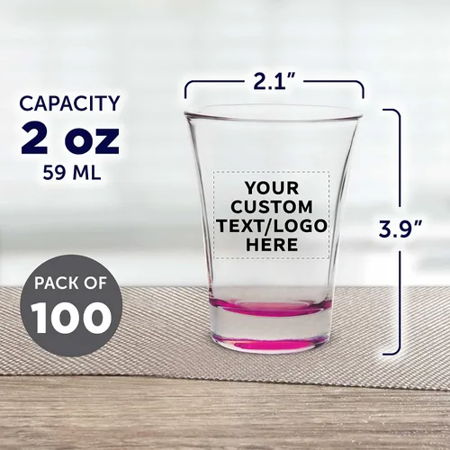 Miniatura 5 de Vasos de chupito personalizados de 2 onzas, juego de 100 unidades, paquete personalizado a granel, ideal para bodas, fiestas, cumpleaños, regalos