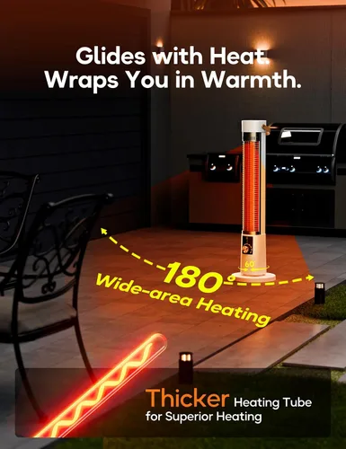 Miniatura 2 de Calentador de patio para uso en exteriores, calentador eléctrico infrarrojo para exteriores, calefacción instantánea de 1500 W, oscilación de 60
