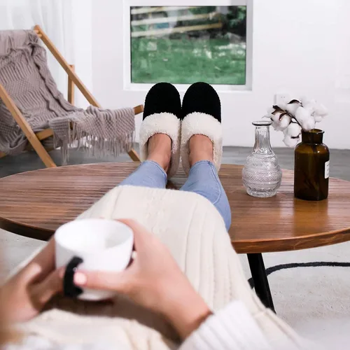 Miniatura 7 de ULTRAIDEAS Pantuflas de forro polar cómodas para mujer, de espuma viscoelástica, sin cordones, para interiores y exteriores