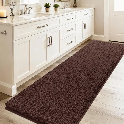 Miniatura 28 de ACCUMTEK - Juego de 2 alfombras de baño de lujo en color beige de 32"x20"+24"x17", alfombras de baño ultra suaves y gruesas absorbentes, alfombra