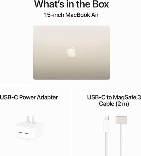 Miniatura 6 de Apple MacBook Air 2024 con chip Apple M3, 15 pulgadas, 8 GB de RAM, 256 GB de almacenamiento SSD, QWERTY English, Starlight (renovado)