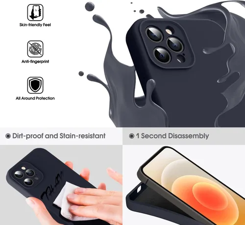 Miniatura 3 de Supdeal Funda de silicona líquida para iPhone 12 Pro Max, [protección de cámara] [antihuellas dactilares] [carga inalámbrica] Funda protectora de 4
