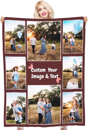 Miniatura 19 de Manta de fotos personalizada con texto fotográfico, mantas personalizadas, regalos personalizados para cumpleaños, aniversario, graduación