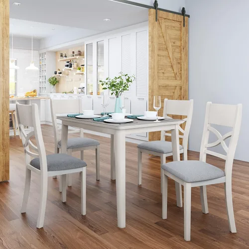Miniatura 13 de Elegante juego de comedor de 5 piezas de altura de mostrador, mesa clásica elegante y 4 sillas, adecuado para cocina, comedor, apartamento Espresso