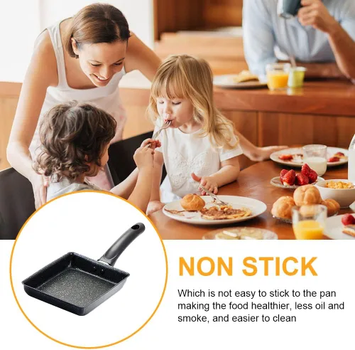 Miniatura 7 de LOQJSS Tamagoyaki - Sartén antiadherente japonesa para tortilla, sartén rectangular de hierro fundido, sartén pequeña, cacerolas para huevos